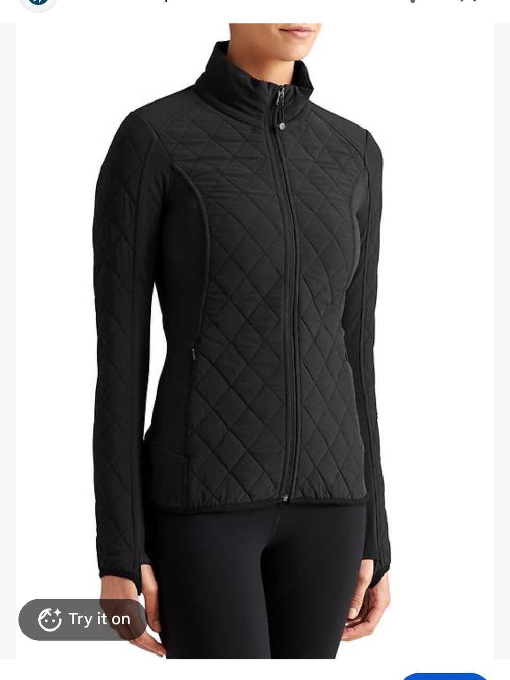 ATHLETA upside jacket Quilted Black Women's Zip-Front Jacket